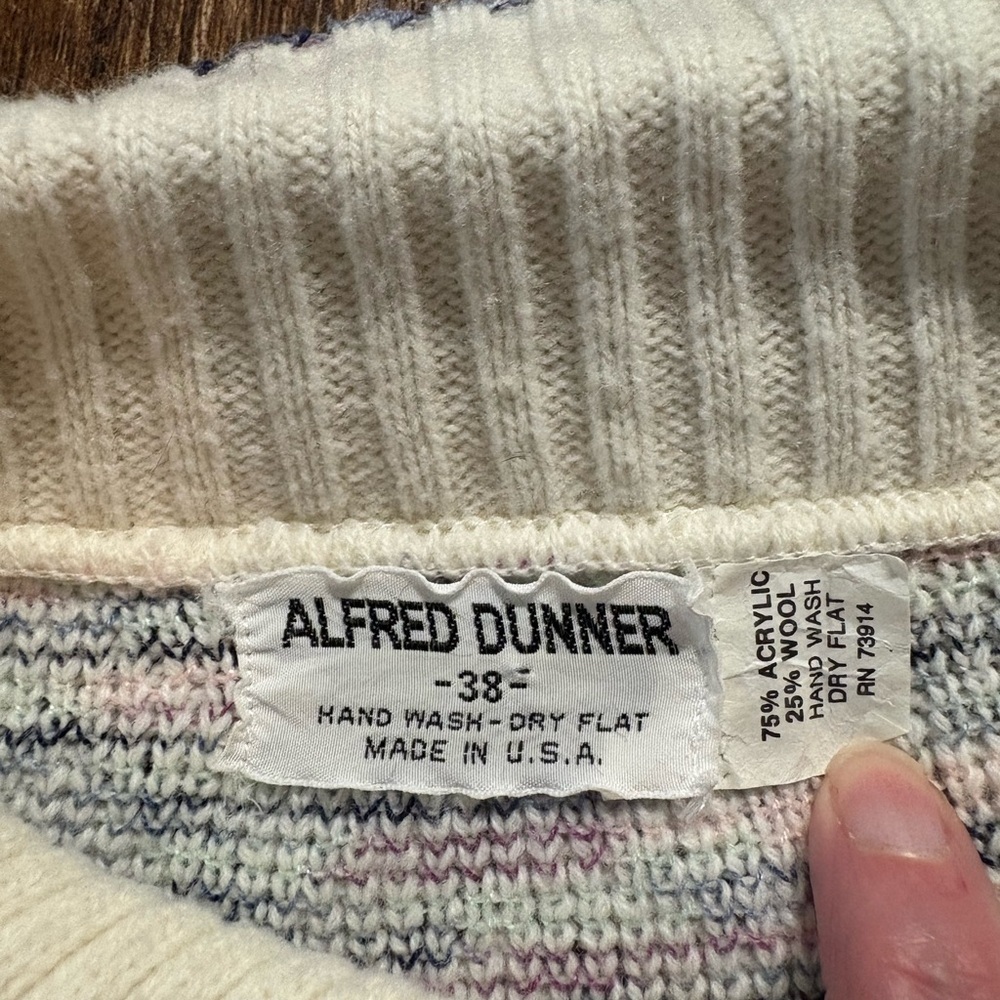 Vintage Alfred Dunner chevron pastel collared wool blend sweater USA - Picture 2 of 3
